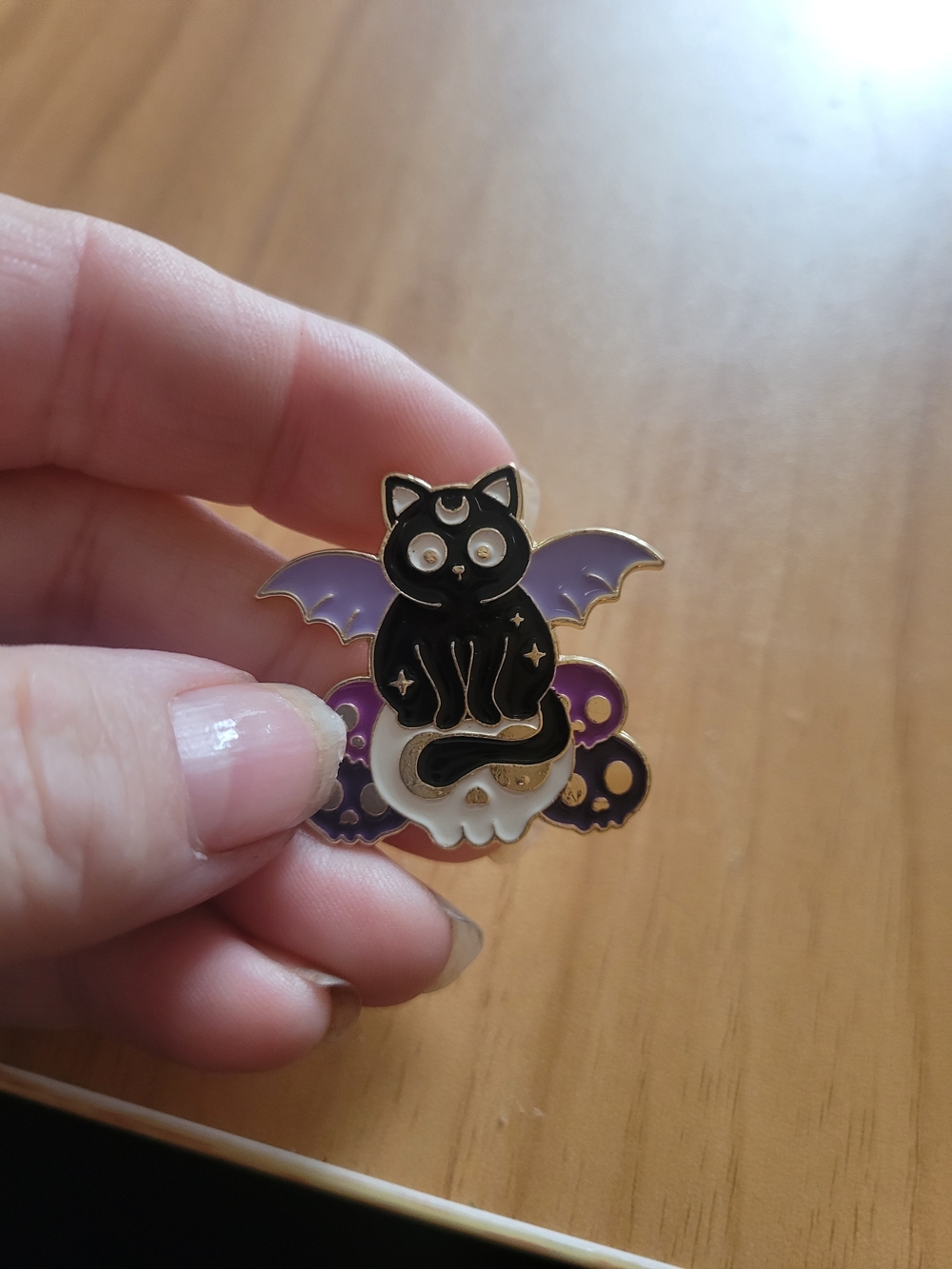 👻BUY 1 GET 1 FREE👻 Black Cat Bat Wings Enamel Pin - Purple and White